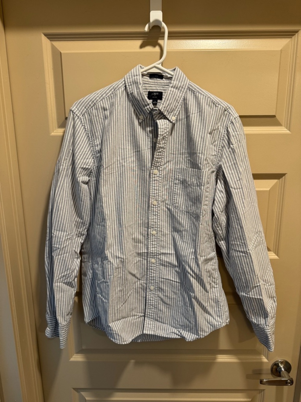 J. Crew Slim Blue and White Striped Button-Down Shirt